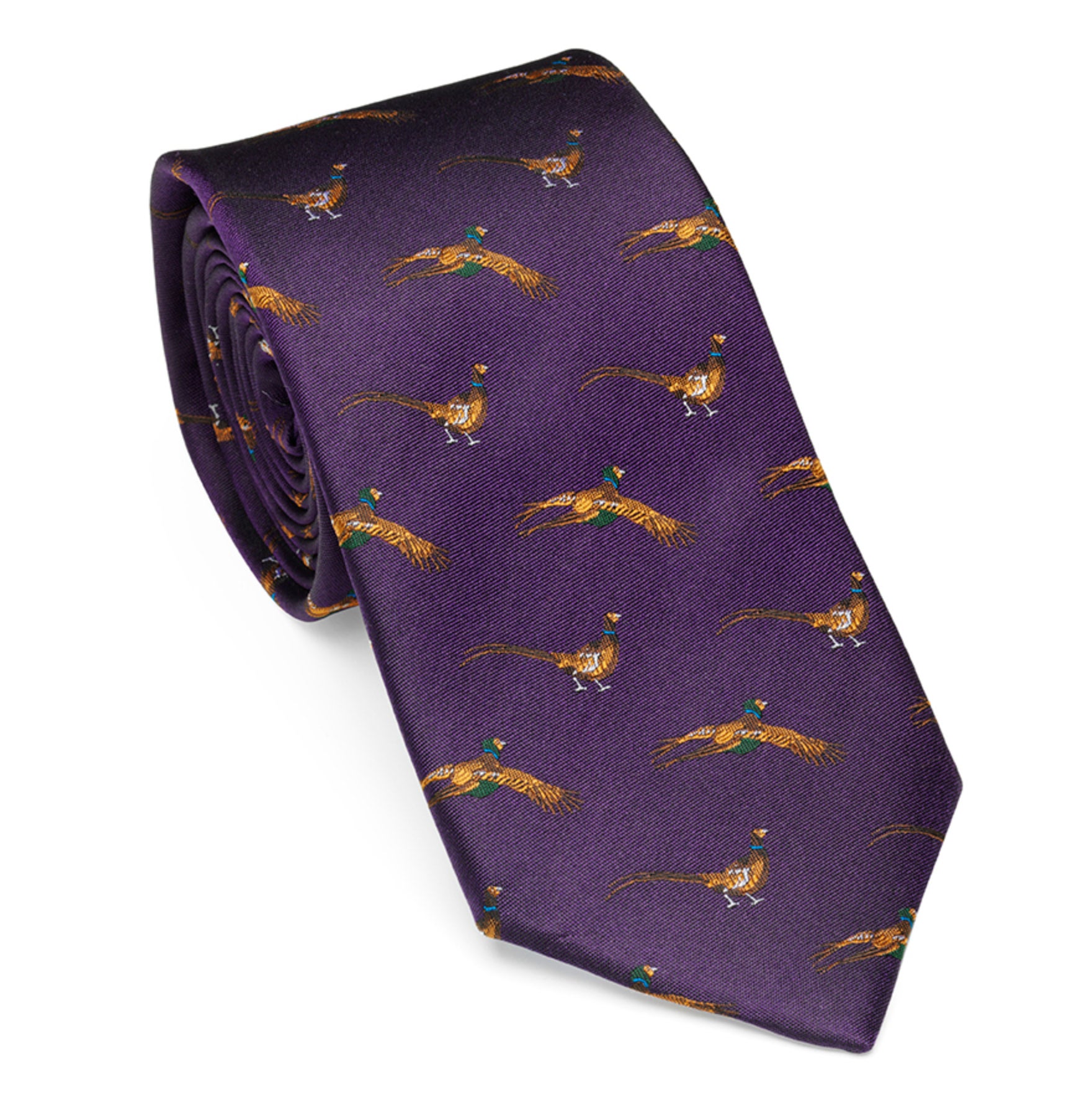 HOGGS OF FIFE 100% Silk Woven Tie Pheasants Boxed - Wine – A