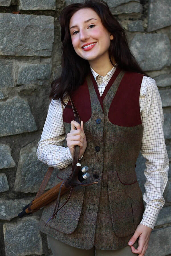 Tweed shooting vest top